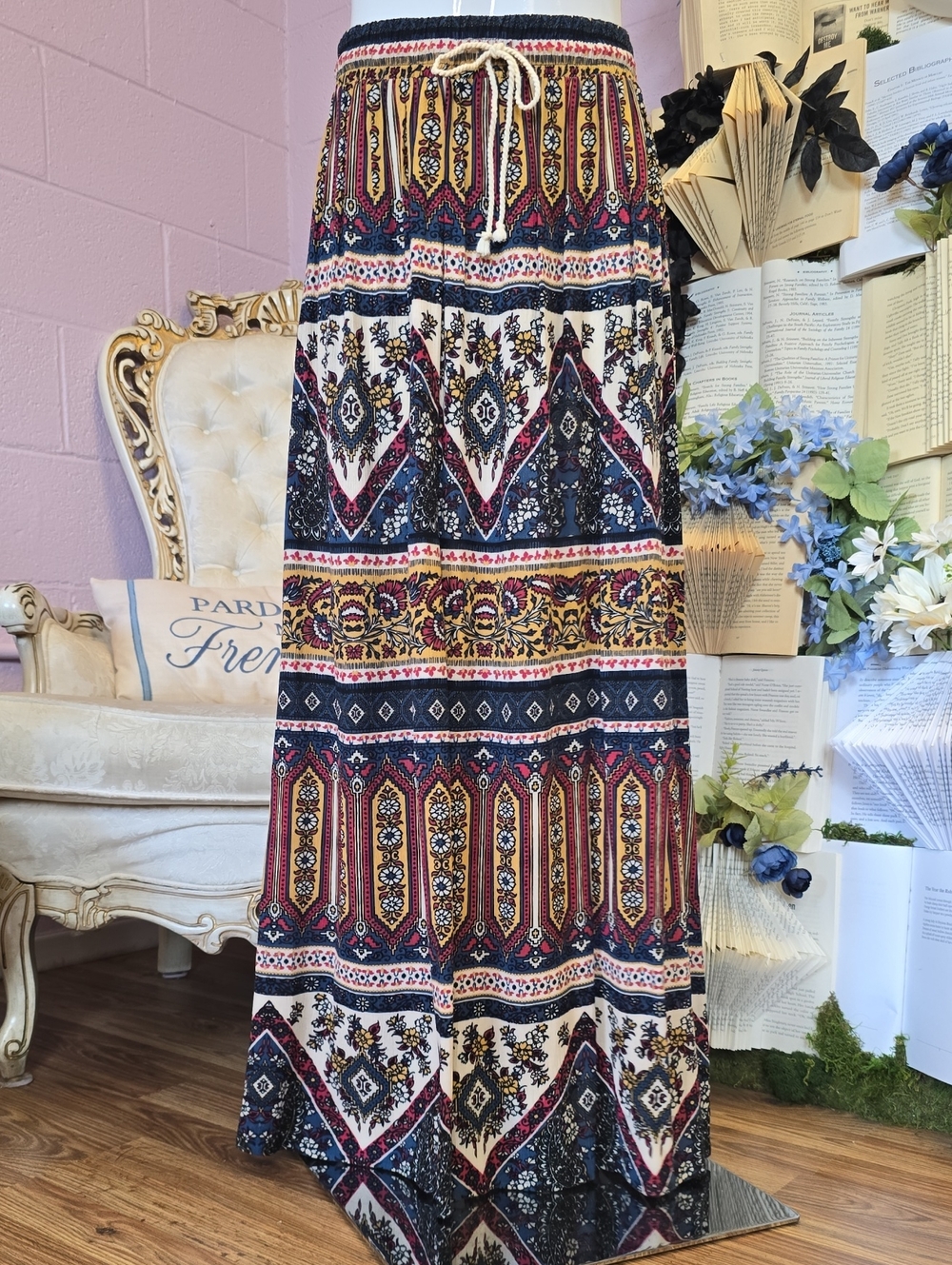 LA Hearts Floral Tapestry Maxi Skirt SM Multicolor
